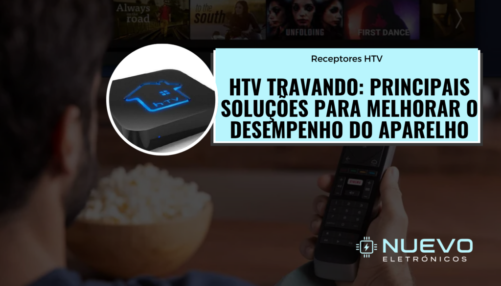 HTV conectado à televisão com reprodução de conteúdo em alta definição.
